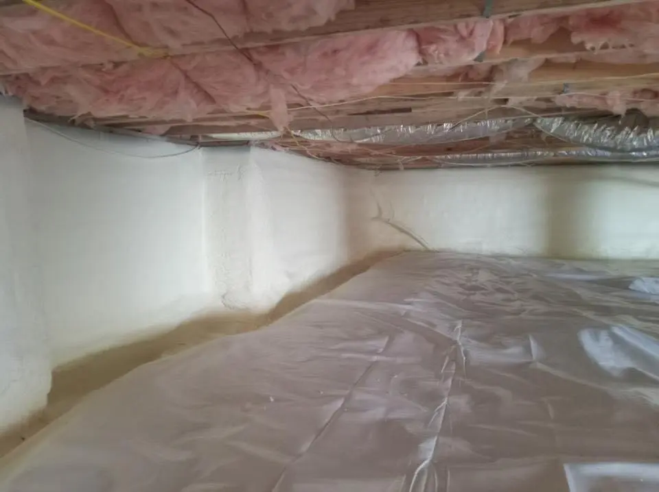 Crawl space encapsulation with closed-cell spray foam for Flat Roof Repair in Belmont